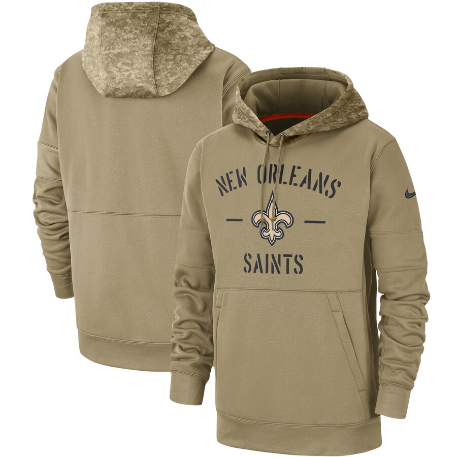New Orleans Saints Nike Tan 2019 Salute to Service Sideline Therma Pullover Hoodie