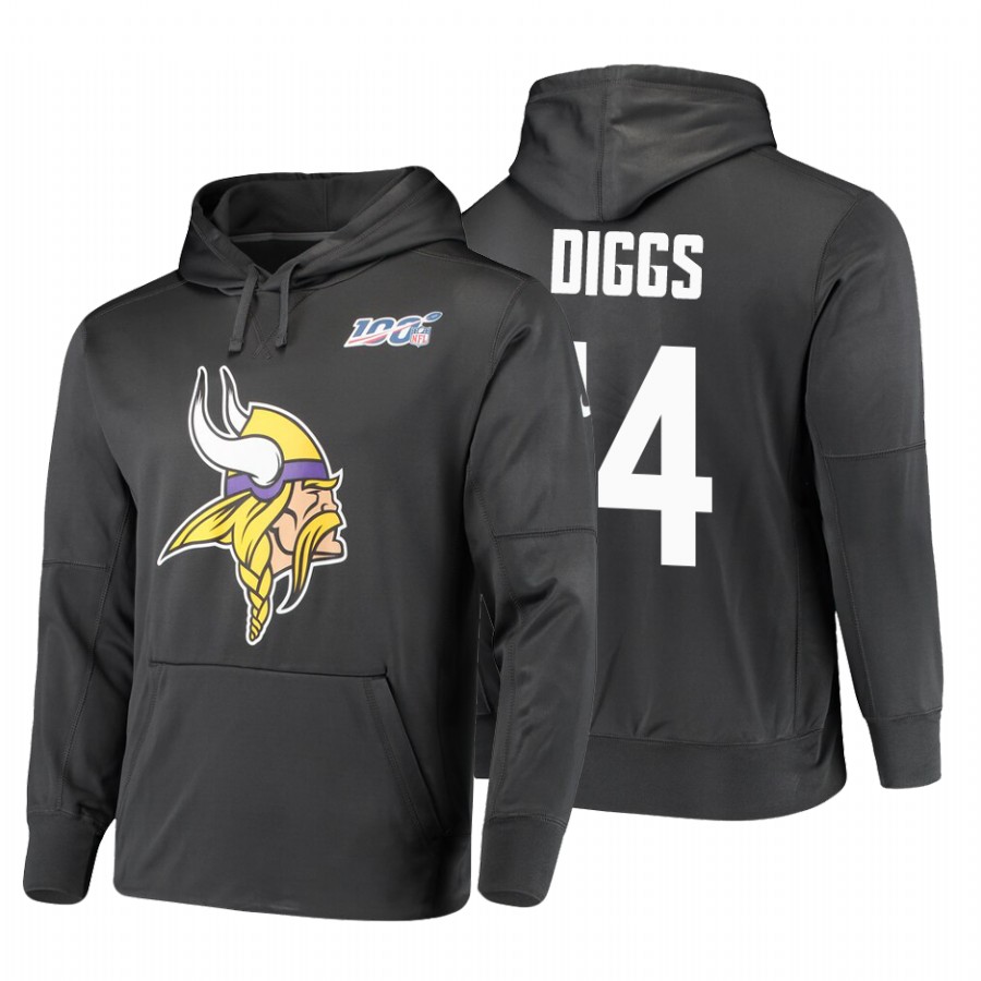 Minnesota Vikings #14 Stefon Diggs Nike 100 Primary Logo Circuit Name & Number Pullover Hoodie Anthr
