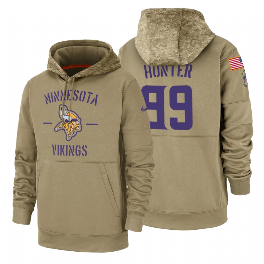 Minnesota Vikings #99 Danielle Hunter Nike Tan 2019 Salute To Service Name & Number Sideline Therma