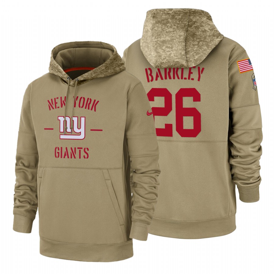 New York Giants #26 Saquon Barkley Nike Tan 2019 Salute To Service Name & Number Sideline Therma Pul