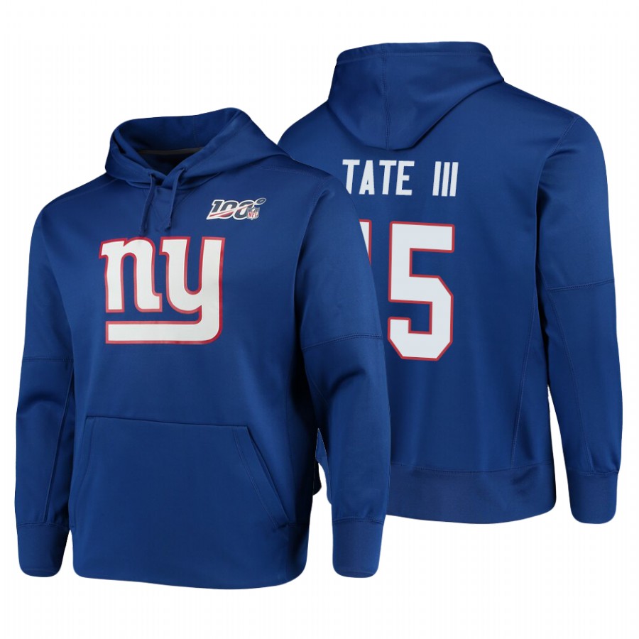 New York Giants #15 Golden Tate III Nike 100 Primary Logo Circuit Name & Number Pullover Hoodie Roya