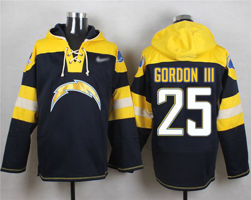 Nike Chargers #25 Melvin Gordon III Navy Blue Player Pullover Hoodie