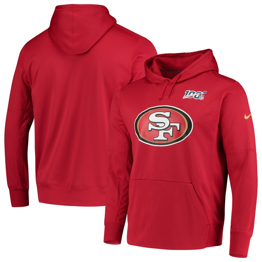 San Francisco 49ers Nike 100th Season Primary Logo Circuit Performance Pullover Hoodie Scarlet - Click Image to Close
