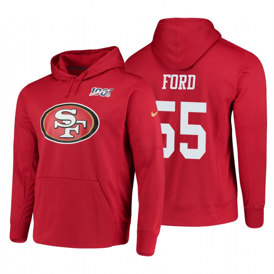 San Francisco 49ers #55 Dee Ford Nike 100 Primary Logo Circuit Name & Number Pullover Hoodie Scarlet