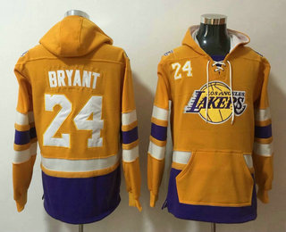 Los Angeles Lakers #24 Kobe Bryant NEW Yellow Pocket Stitched NBA Pullover Hoodie