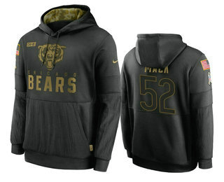 Chicago Bears #52 Khalil Mack Black 2020 Salute to Service Sideline Performance Pullover Hoodie