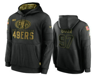 San Francisco 49ers #97 Nick Bosa Black 2020 Salute To Service Sideline Performance Pullover Hoodie