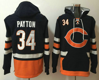 Chicago Bears #34 Walter Payton NEW Navy Blue Pocket Stitched Pullover Hoodie