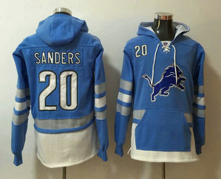 Detroit Lions #20 Barry Sanders NEW Blue Pocket Stitched Pullover Hoodie