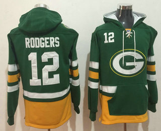 Green Bay Packers #12 Aaron Rodgers NEW Green Pocket Stitched Pullover Hoodie