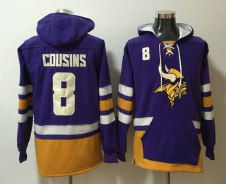 Minnesota Vikings #8 Kirk Cousins NEW Purple Pocket Stitched Pullover Hoodie