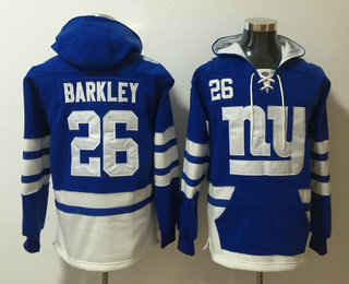 New York Giants #26 Saquon Barkley NEW Blue Pocket Stitched Pullover Hoodie