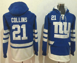 New York Giants #21 Landon Collins NEW Blue Pocket Stitched Pullover Hoodie - Click Image to Close