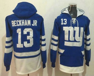 New York Giants #13 Odell Beckham Jr NEW Blue Pocket Stitched Pullover Hoodie