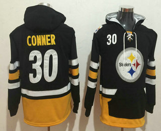 Pittsburgh Steelers #30 James Conner NEW Black Pocket Stitched Pullover Hoodie