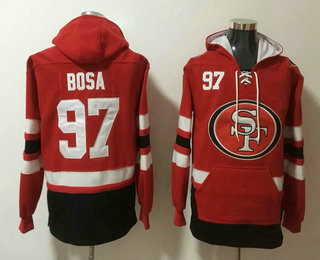 San Francisco 49ers #97 Nick Bosa NEW Red Pocket Stitched Pullover Hoodie