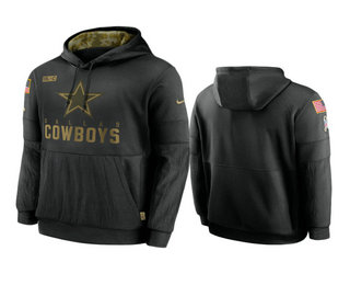 Dallas Cowboys Black 2020 Salute to Service Sideline Performance Pullover Hoodie