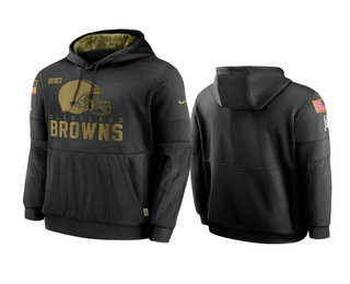 Cleveland Browns Black 2020 Salute to Service Sideline Performance Pullover Hoodie