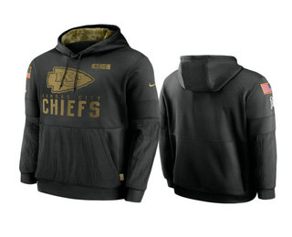 Kansas City Chiefs Black 2020 Salute to Service Sideline Performance Pullover Hoodie - Click Image to Close