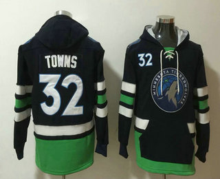 Minnesota Timberwolves #32 Karl-Anthony Towns NEW Black Pocket Stitched NBA Pullover Hoodie