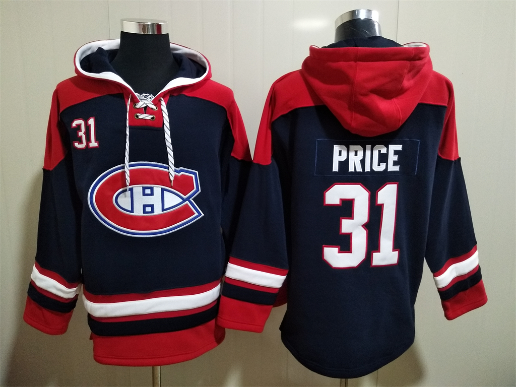 Hockey Montreal Canadiens #31 Carey Price Navy Blue Hoodie