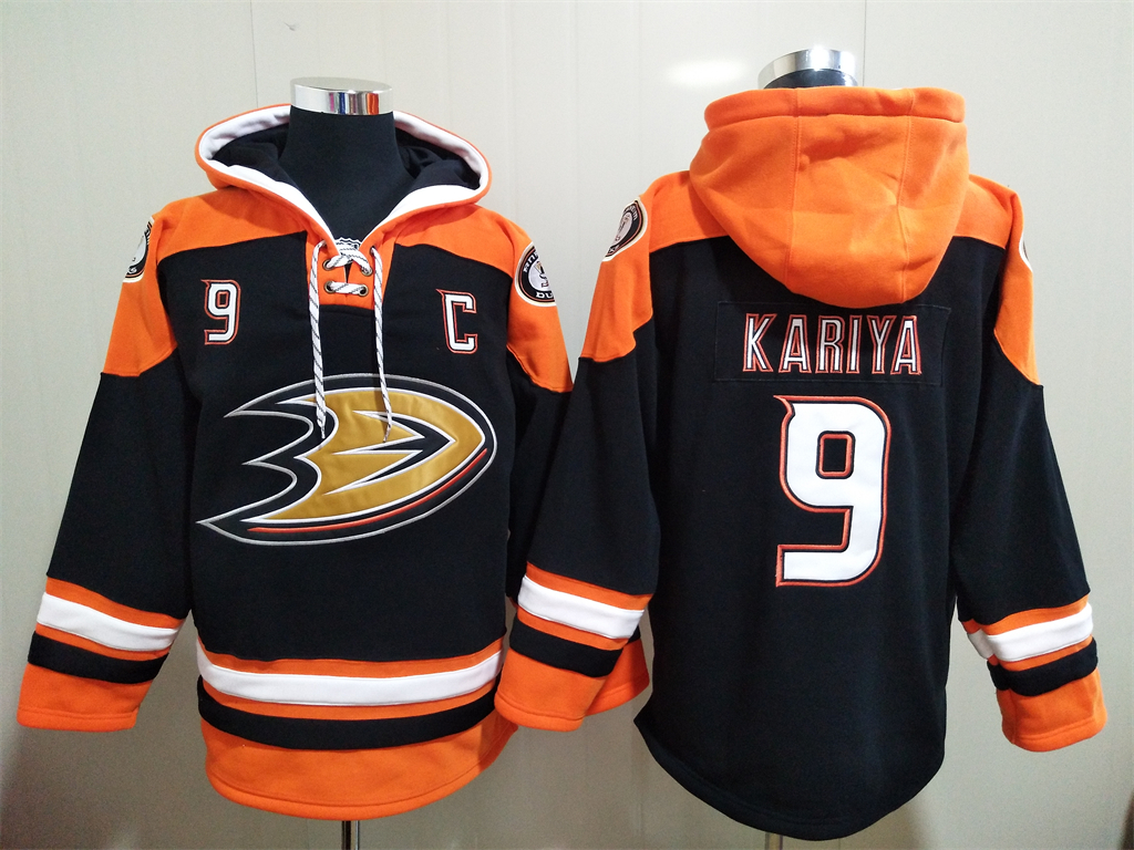 Anaheim Ducks #9 Paul Kariya Stitched Black Hoodie