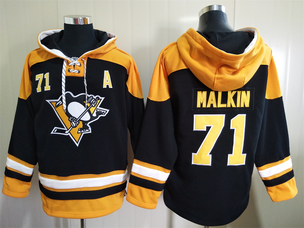 Pittsburgh Penguins #71 Evgeni Malkin Black Ageless Must Have Lace Up Pullover Hoodie