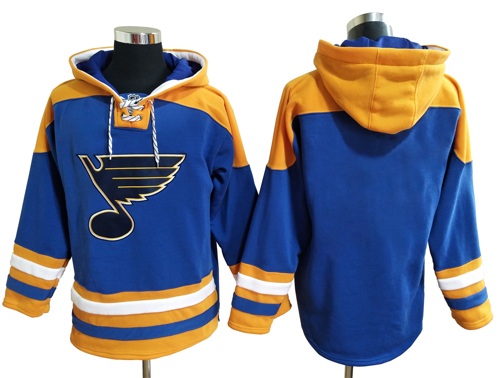 St Louis Blues Blue Ageless Must Have Lace Up Pullover Blank Hoodie