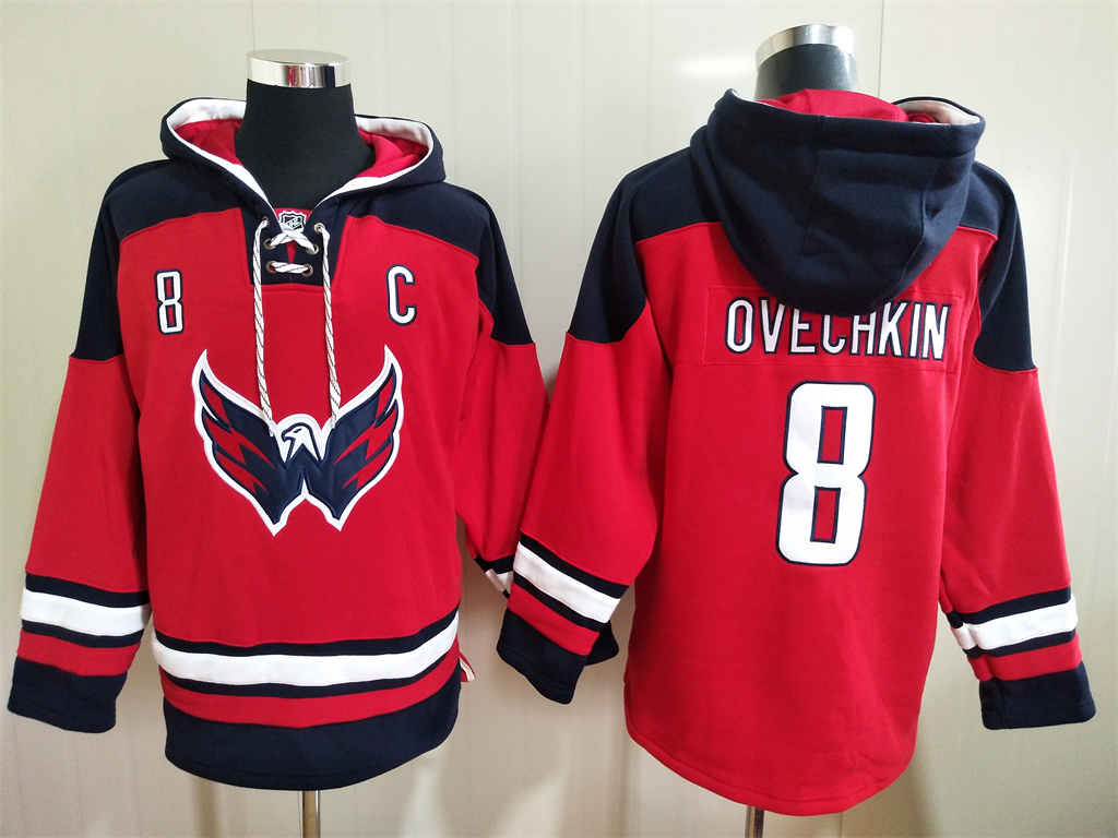 Washington Capitals #8 Alex Ovechkin Red Ageless Must Have Lace Up Pullover Hoodie