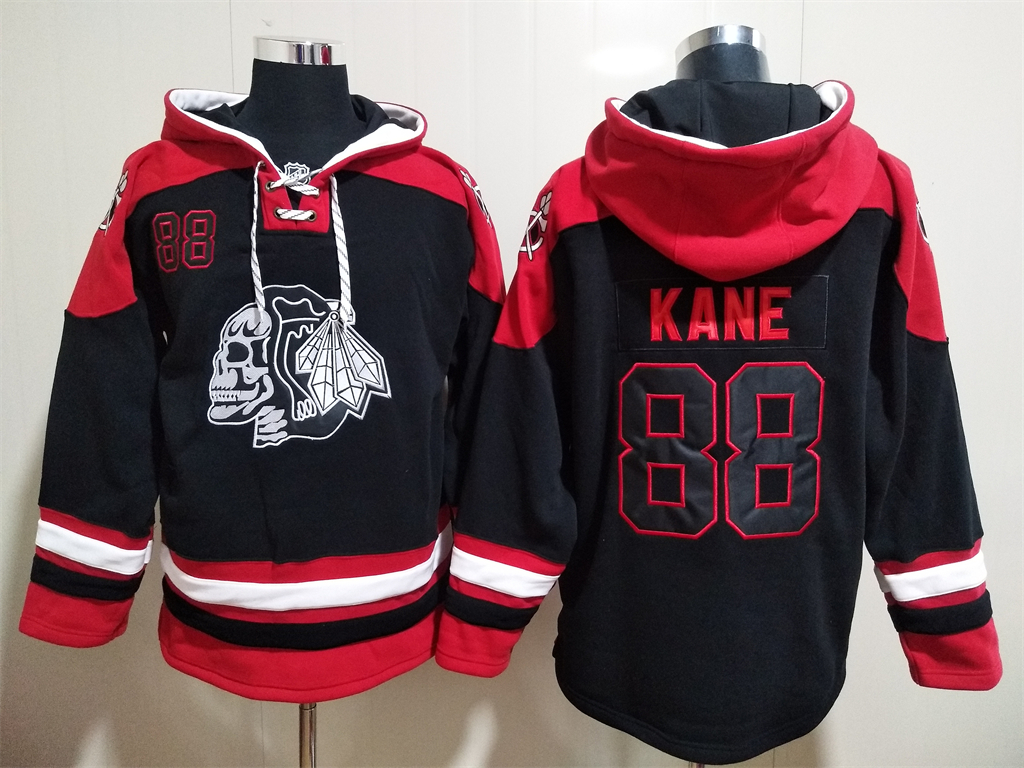 Chicago Blackhawks #88 Patrick Kane Black Ageless Must Have Lace Up Pullover Hoodie