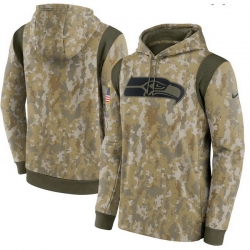 Seattle Seahawks Nike Camo 2021 Salute To Service Therma Performance Pullover Hoodie