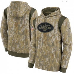 New York Jets Nike Camo 2021 Salute To Service Therma Performance Pullover Hoodie