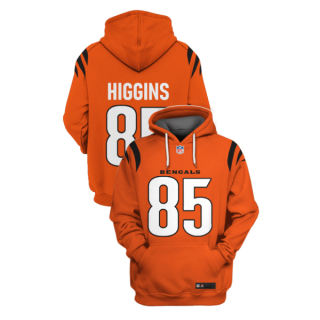 Orange Cincinnati Bengals #85 Tee Higgins 2021 Pullover Hoodie - Click Image to Close