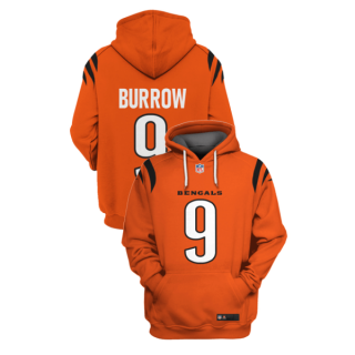 Orange Cincinnati Bengals #9 Joe Burrow 2021 Pullover Hoodie