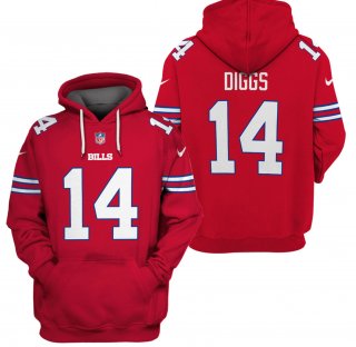 Red Buffalo Bills #14 Stefon Diggs 2021 Pullover Hoodie - Click Image to Close