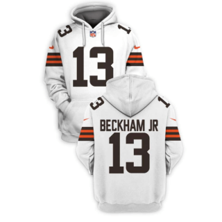 Cleveland Browns #13 Odell Beckham Jr. White 2021 Pullover Hoodie - Click Image to Close