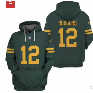 Green Bay Packers 12 Aaron Rodgers 2021 Green Pullover Hoodie