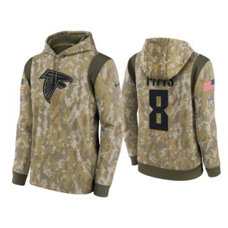 Atlanta Falcons #8 Kyle Pitts Camo 2021 Salute To Service Therma Performance Pullover Hoodie