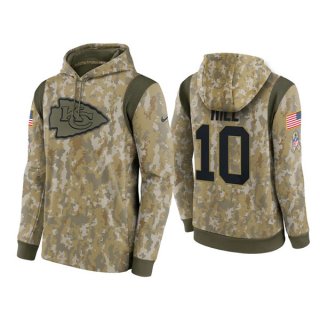 Kansas City Chiefs #10 Tyreek Hill Camo 2021 Salute To Service Therma Performance Pullover Hoodie
