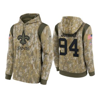 New Orleans Saints #94 Cameron Jordan Camo 2021 Salute To Service Therma Performance Pullover Hoodie