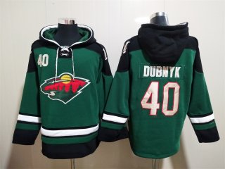 Minnesota Wild #40 Devan Dubnyk Green Ageless Must-Have Lace-Up Pullover Hoodie