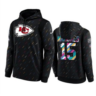 Kansas City Chiefs #15 Patrick Mahomes 2021 Charcoal Crucial Catch Therma Pullover Hoodie