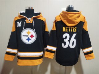 Pittsburgh Steelers #36 Jerome Bettis Black Ageless Must-Have Lace-Up Pullover Hoodie