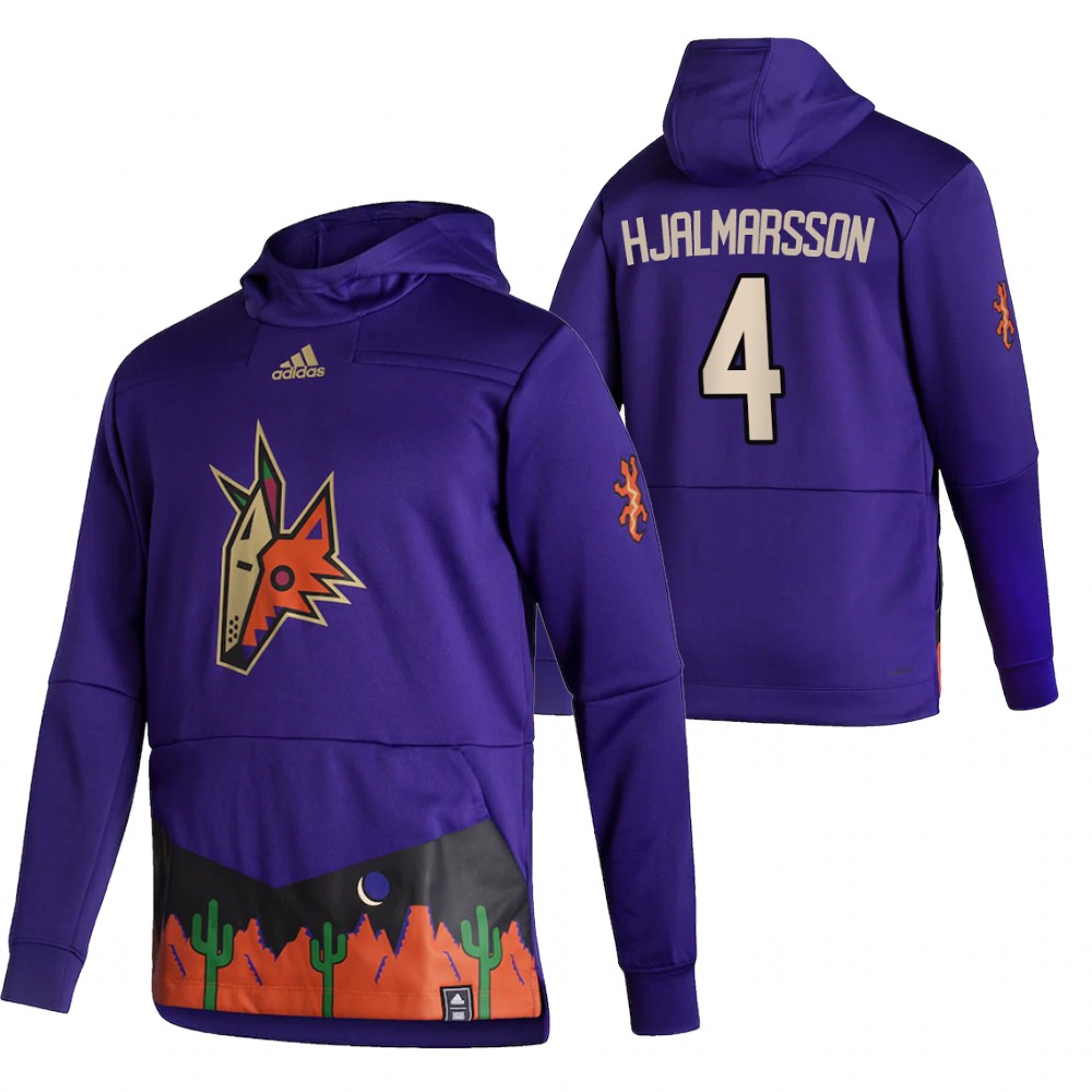 Arizona Coyotes #4 Niklas Hjalmarsson Adidas Reverse Retro Pullover Hoodie Purple