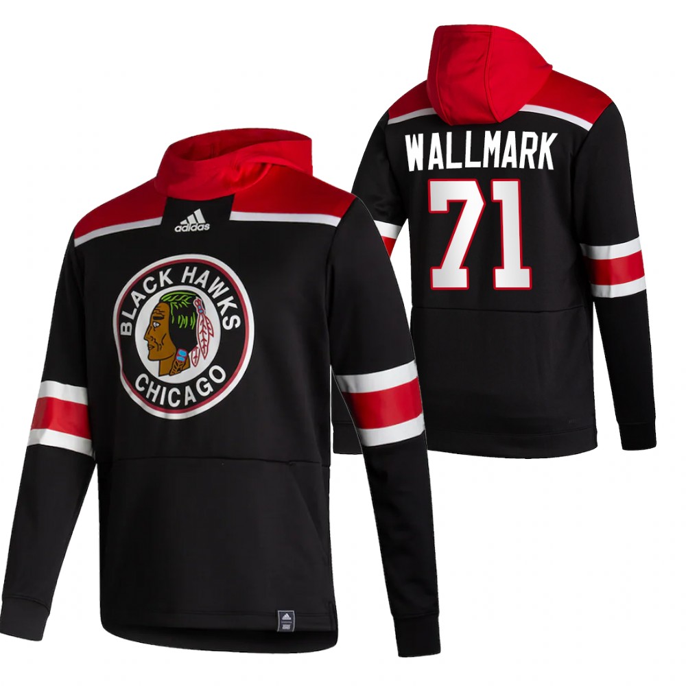 Chicago Blackhawks #71 Lucas Wallmark Adidas Reverse Retro Pullover Hoodie Black - Click Image to Close