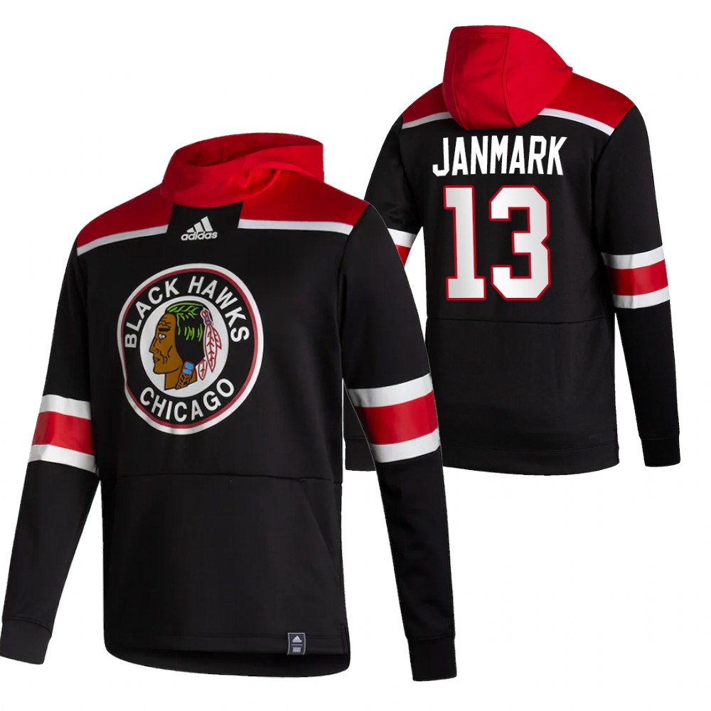 Chicago Blackhawks #13 Mattias Janmark Adidas Reverse Retro Pullover Hoodie Black