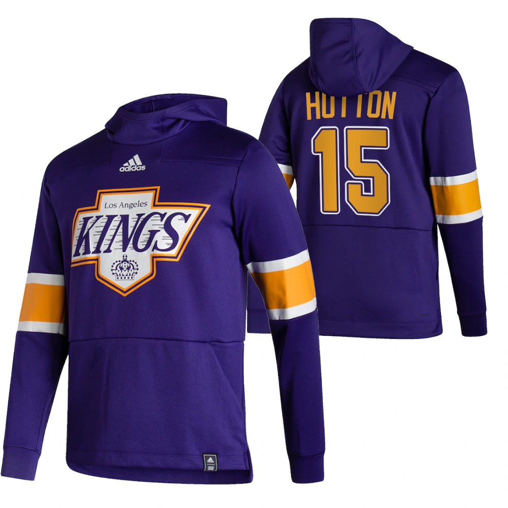Los Angeles Kings #15 Ben Hutton Adidas Reverse Retro Pullover Hoodie Purple - Click Image to Close
