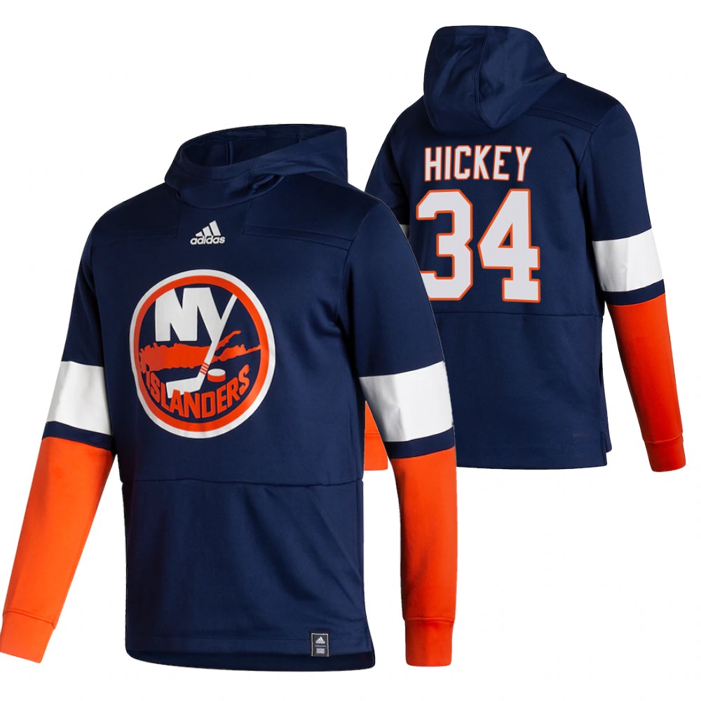New York Islanders #34 Thomas Hickey Adidas Reverse Retro Pullover Hoodie Navy - Click Image to Close