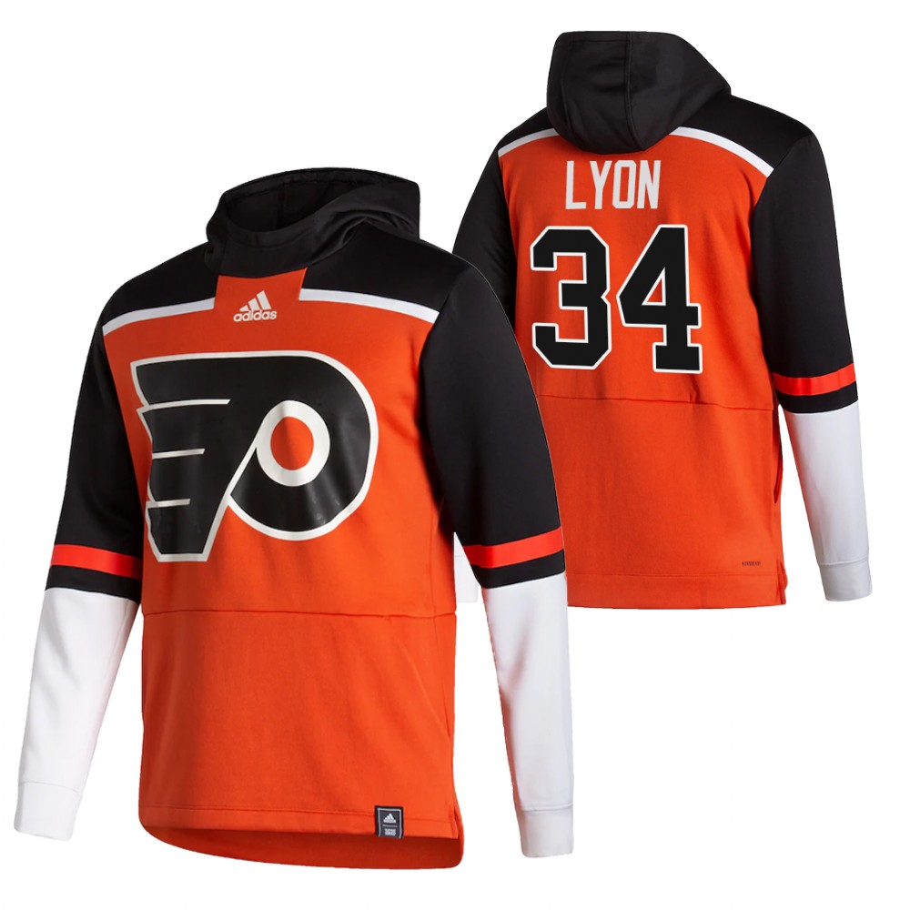 Philadelphia Flyers #34 Alex Lyon Adidas Reverse Retro Pullover Hoodie Orange