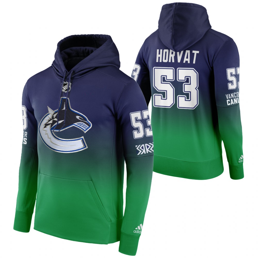 Vancouver Canucks #53 Bo Horvat Adidas Reverse Retro Pullover Hoodie Green